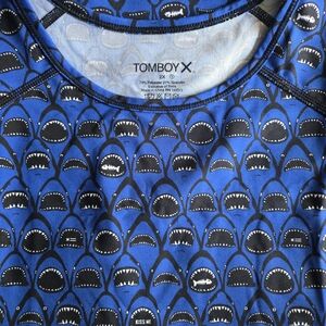 TomboyX Blue Shark Print Top